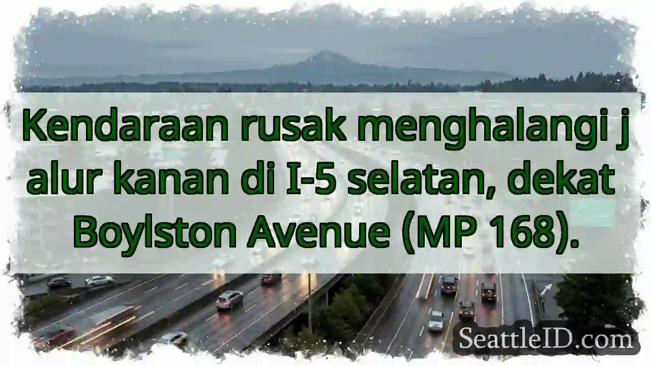 Kendaraan rusak, I-5 selatan tersumbat.