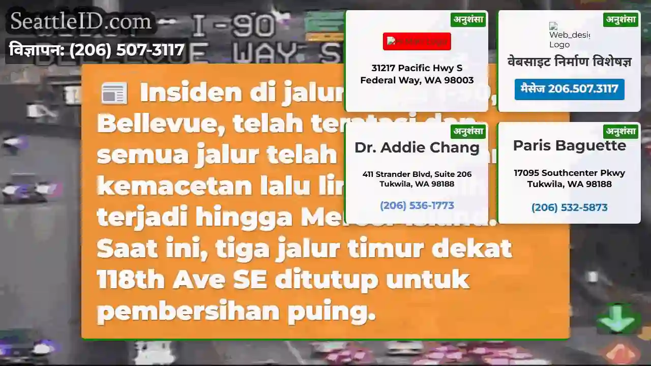I-90 Timur: Jalur dibuka, macet hingga Mercer