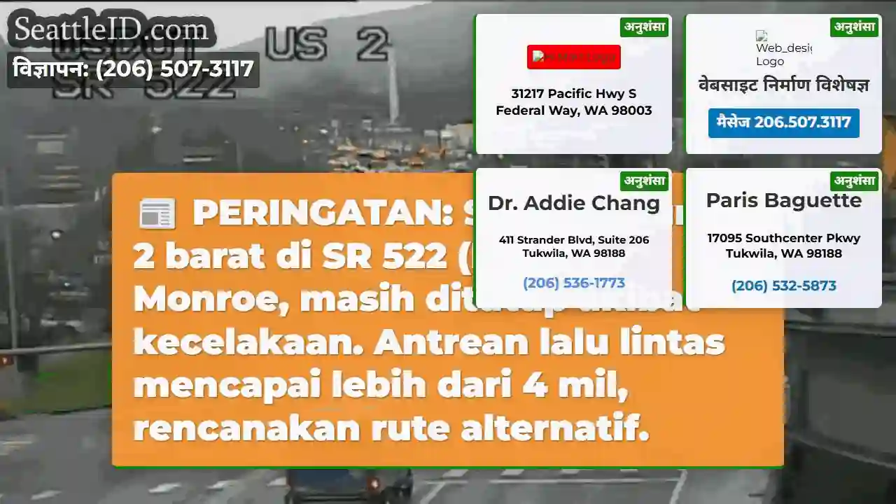 US 2 Barat TUTUP! Kecelakaan di Monroe.