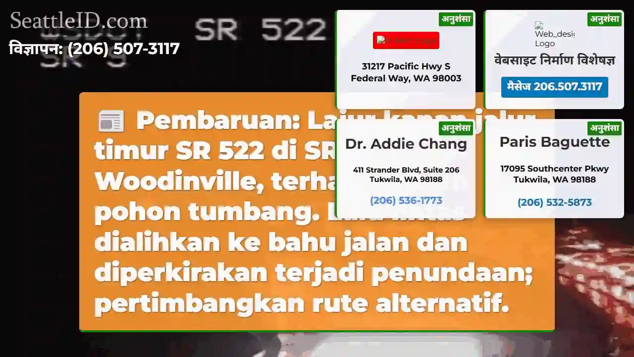 Pohon tumbang! SR 522 timur terhalang.