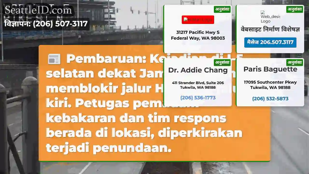 I-5 Selatan: Blokir Jalur HOV & Kiri