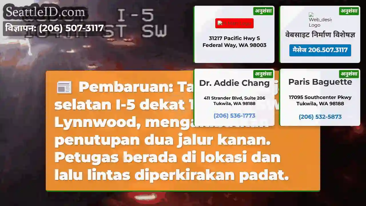 Tabrakan I-5: Dua jalur ditutup!