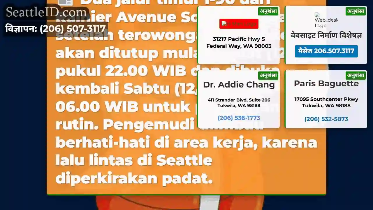 I-90 Timur Tutup: Jumat Mlm - Sabtu Pagi