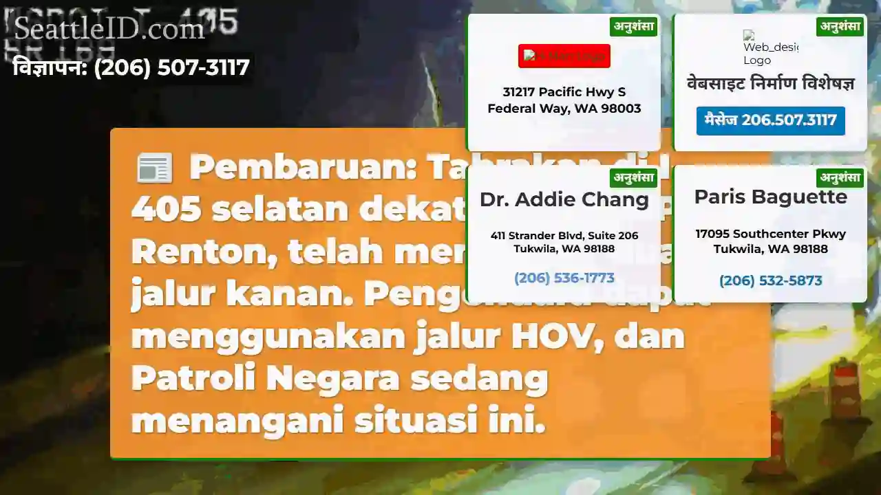 Tabrakan I-405 Selatan: Dua Jalur Terblokir