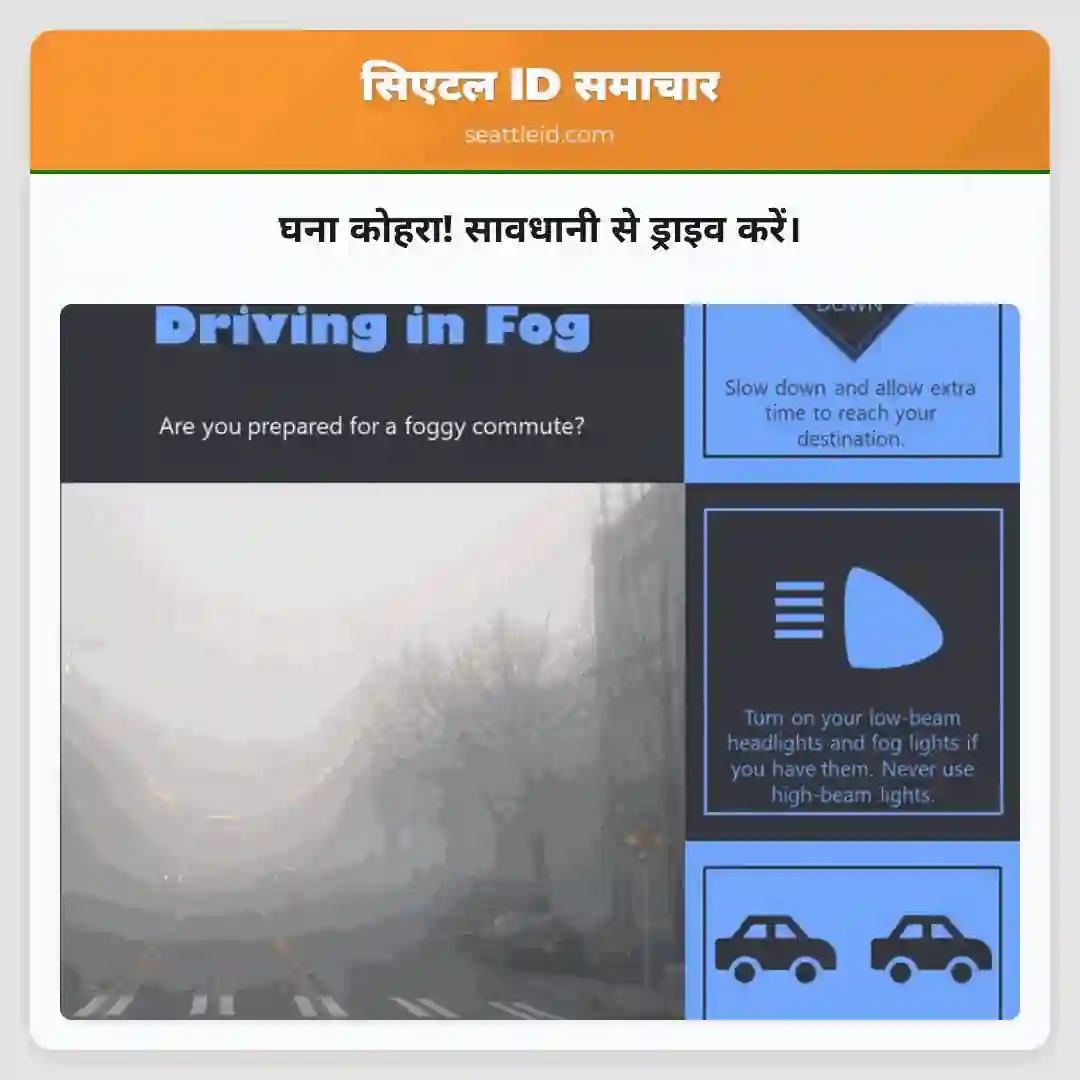 घना कोहरा! सावधानी से ड्राइव करें।