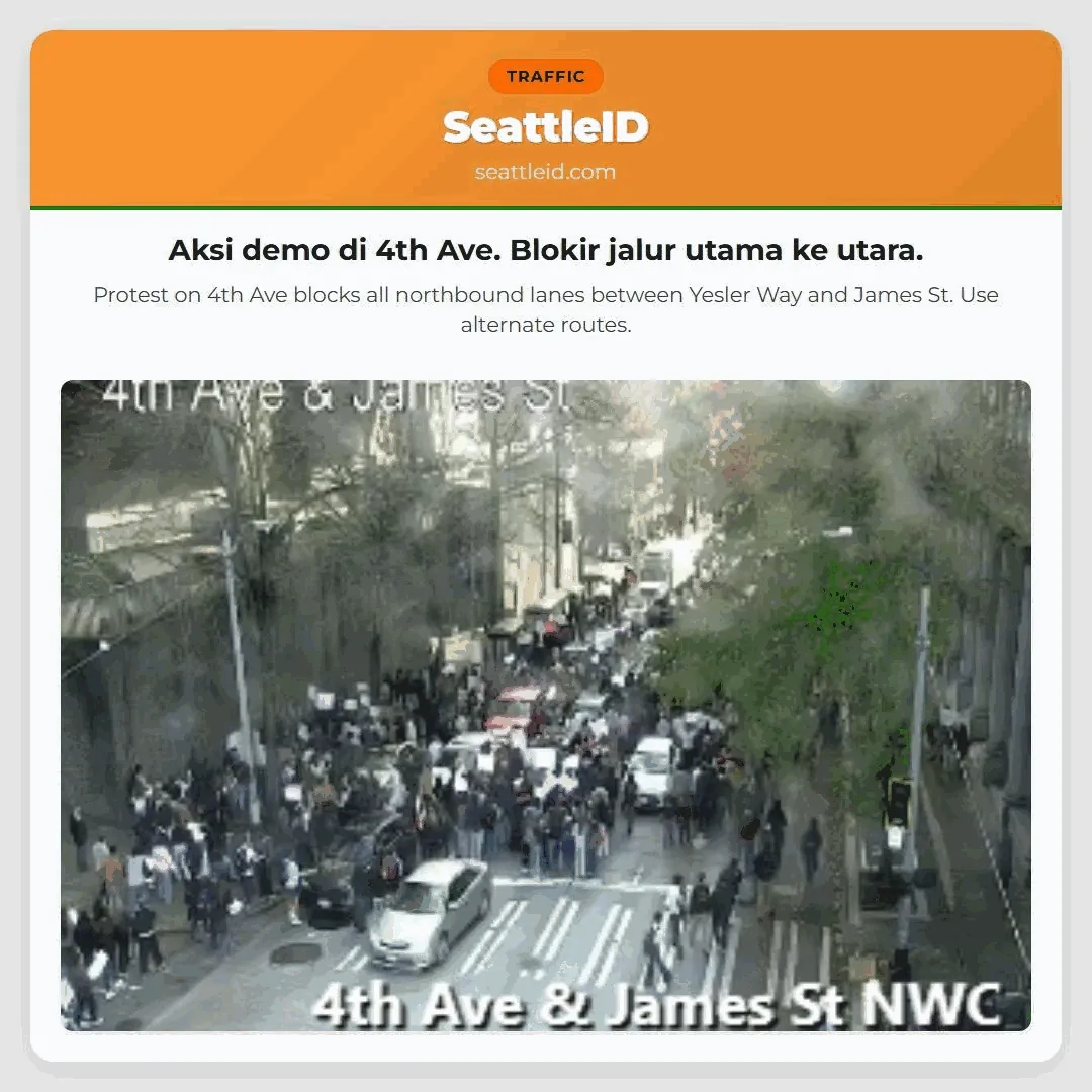 Aksi demo di 4th Ave. Blokir jalur utama ke utara.