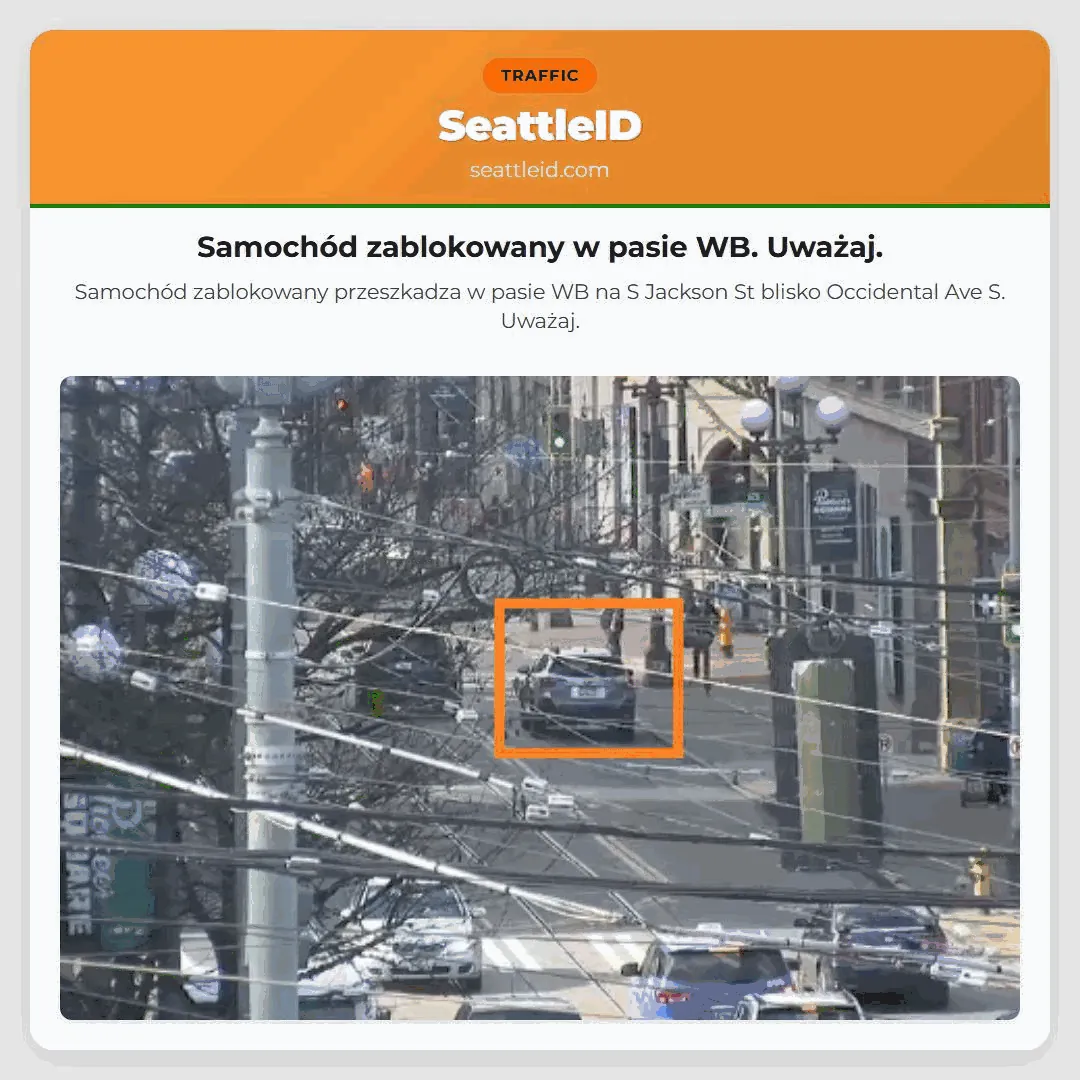 Samochód zablokowany w pasie WB. Uważaj.
