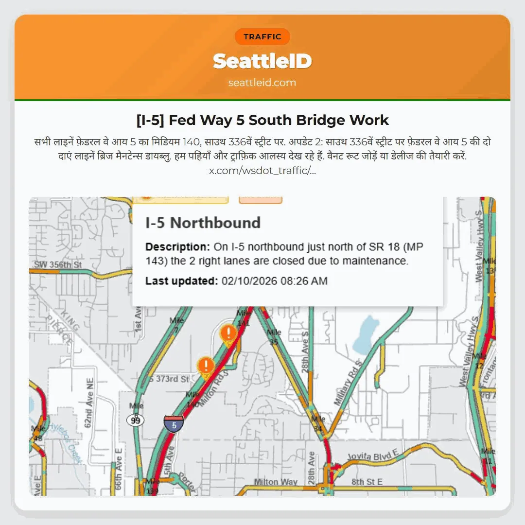 [I-5] Fed Way 5 South Bridge Work