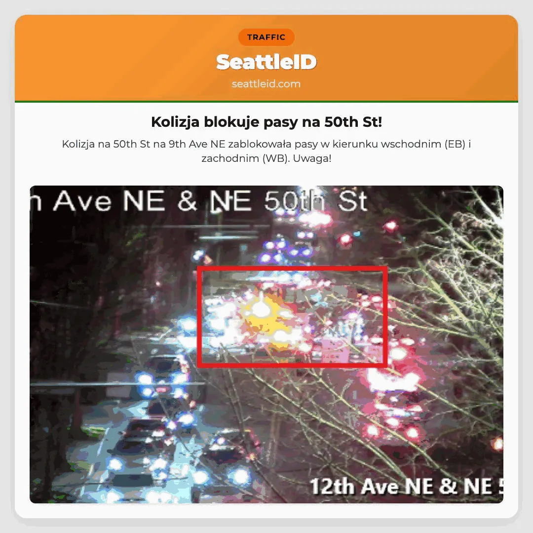 Kolizja blokuje pasy na 50th St!