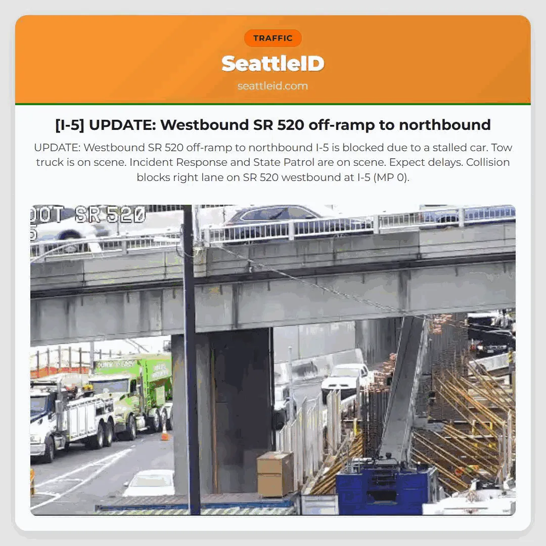 [I-5] UPDATE: Westbound SR 520 off-ramp to northbound