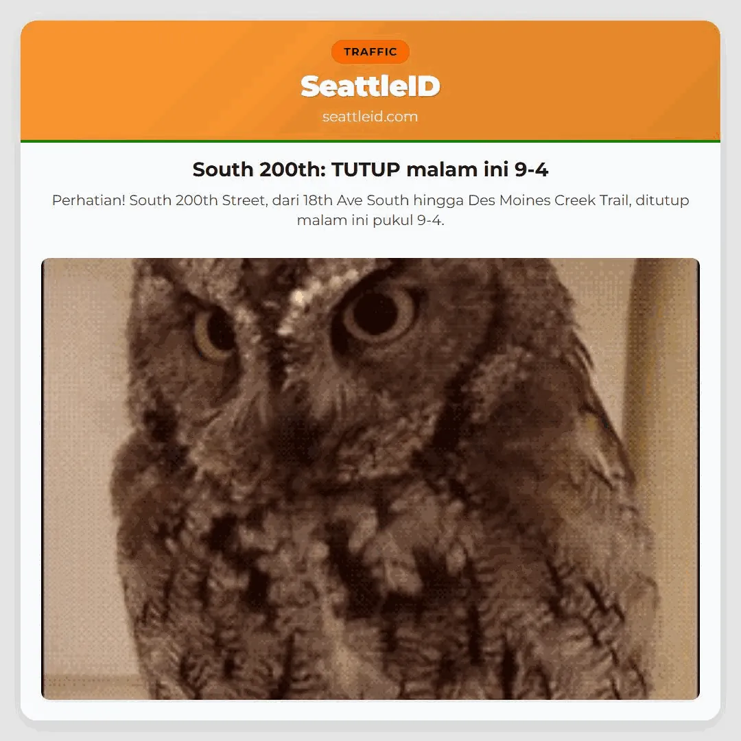 South 200th: TUTUP malam ini 9-4