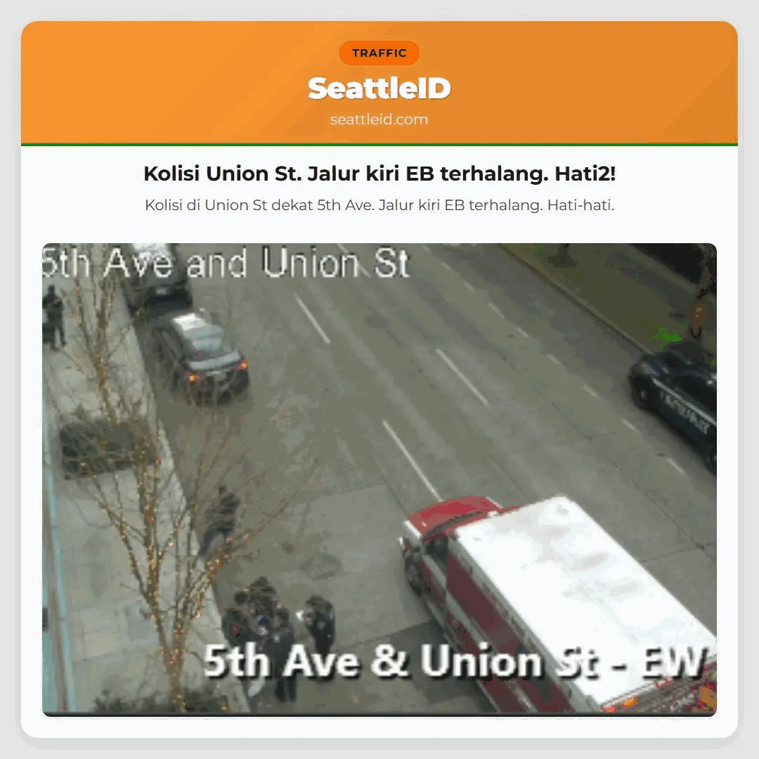 Kolisi Union St. Jalur kiri EB terhalang. Hati2!