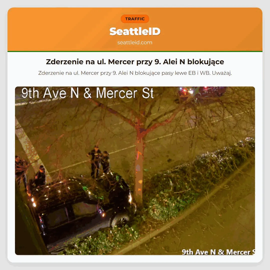 Zderzenie na ul. Mercer przy 9. Alei N blokujące