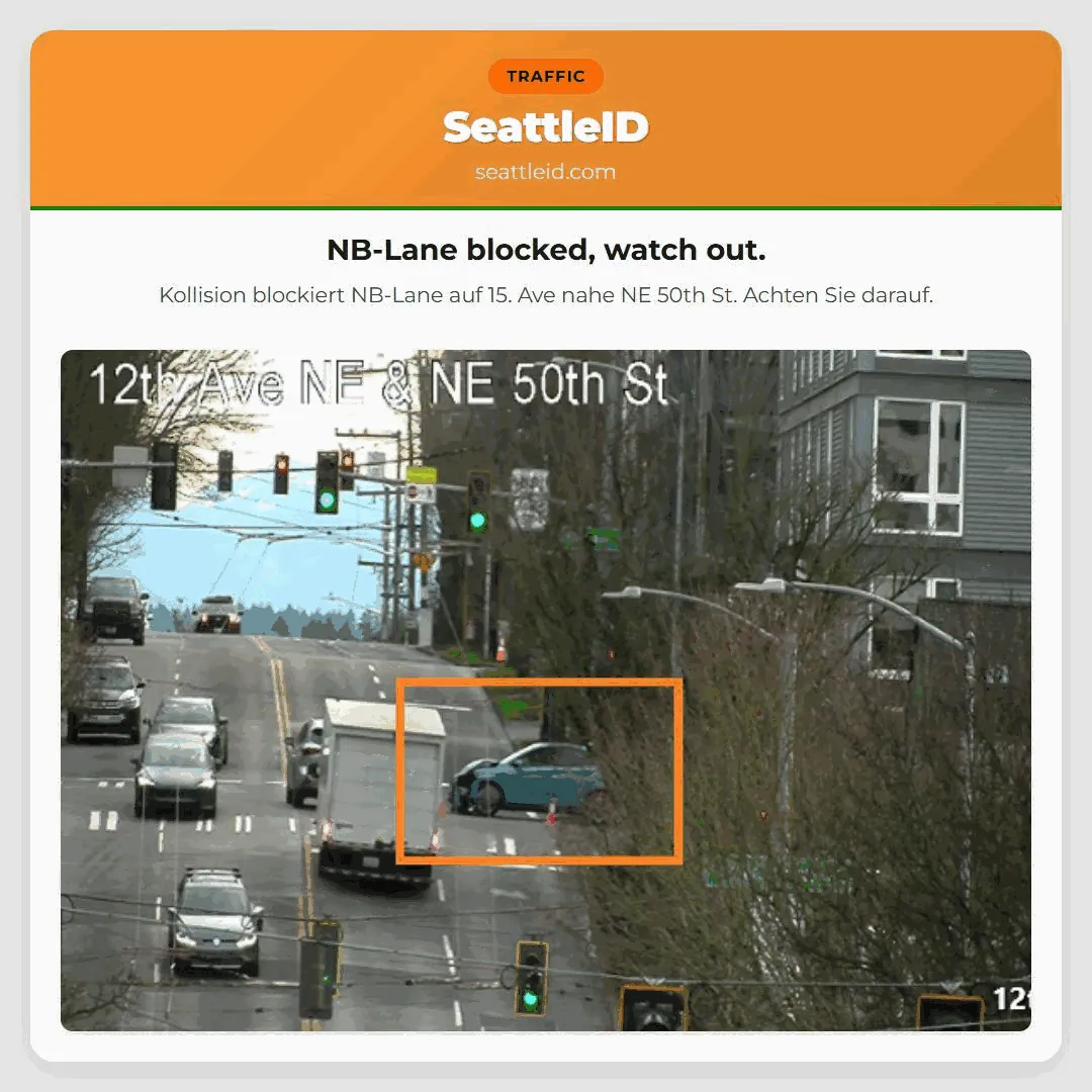 NB-Lane blocked, watch out.