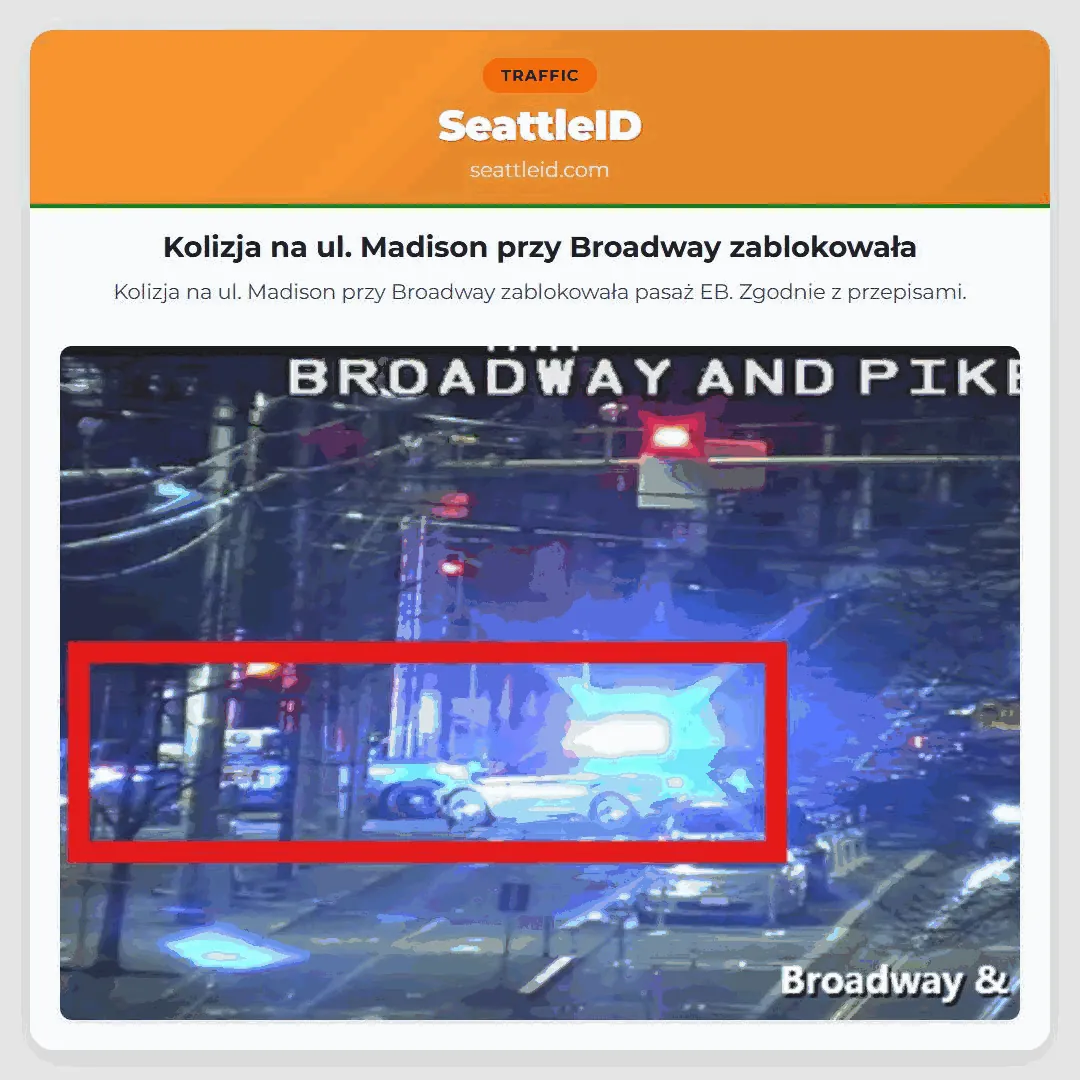 Kolizja na ul. Madison przy Broadway zablokowała
