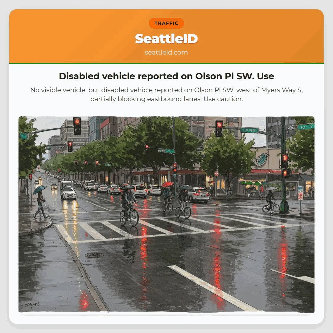 Disabled vehicle reported on Olson Pl SW. Use