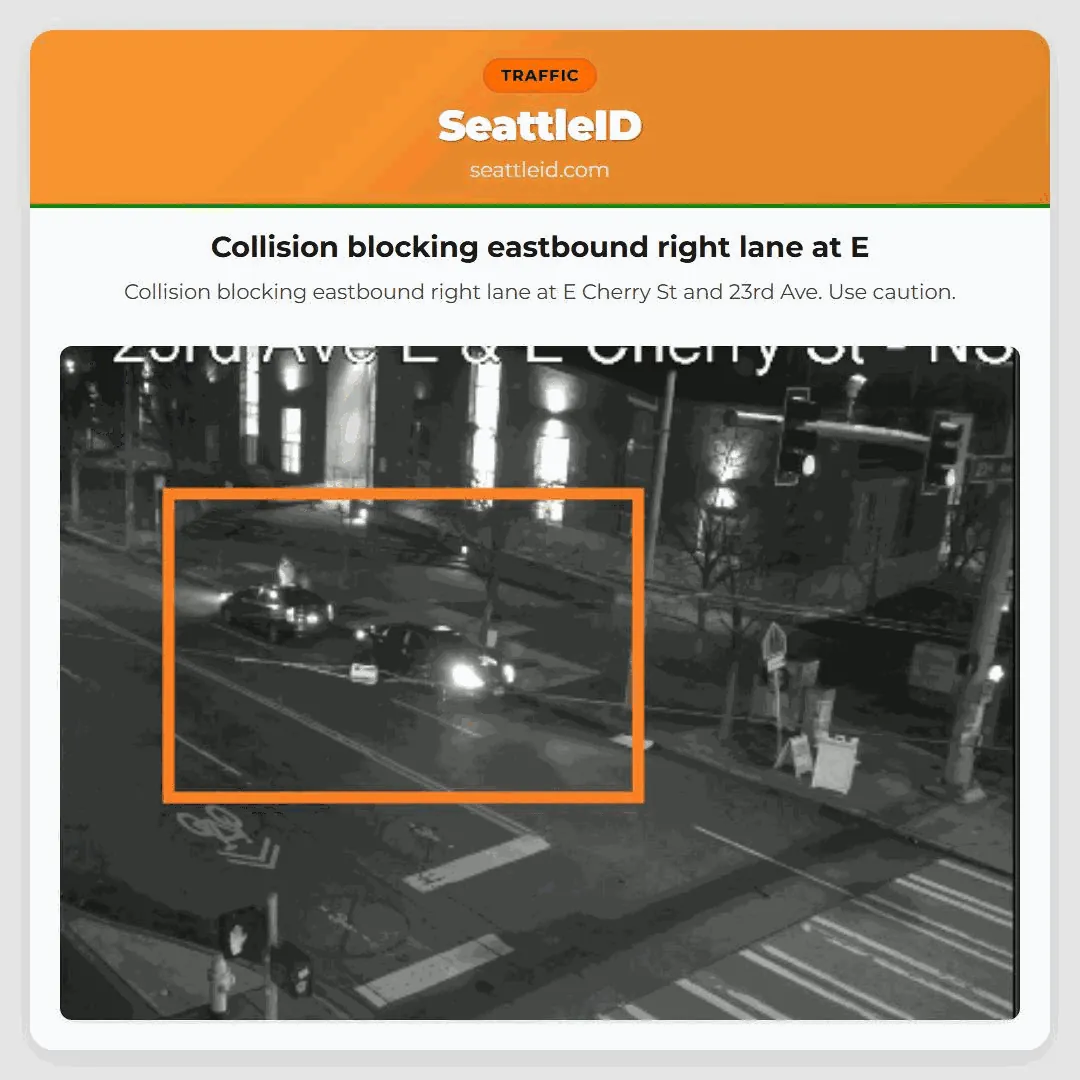 Collision blocking eastbound right lane at E