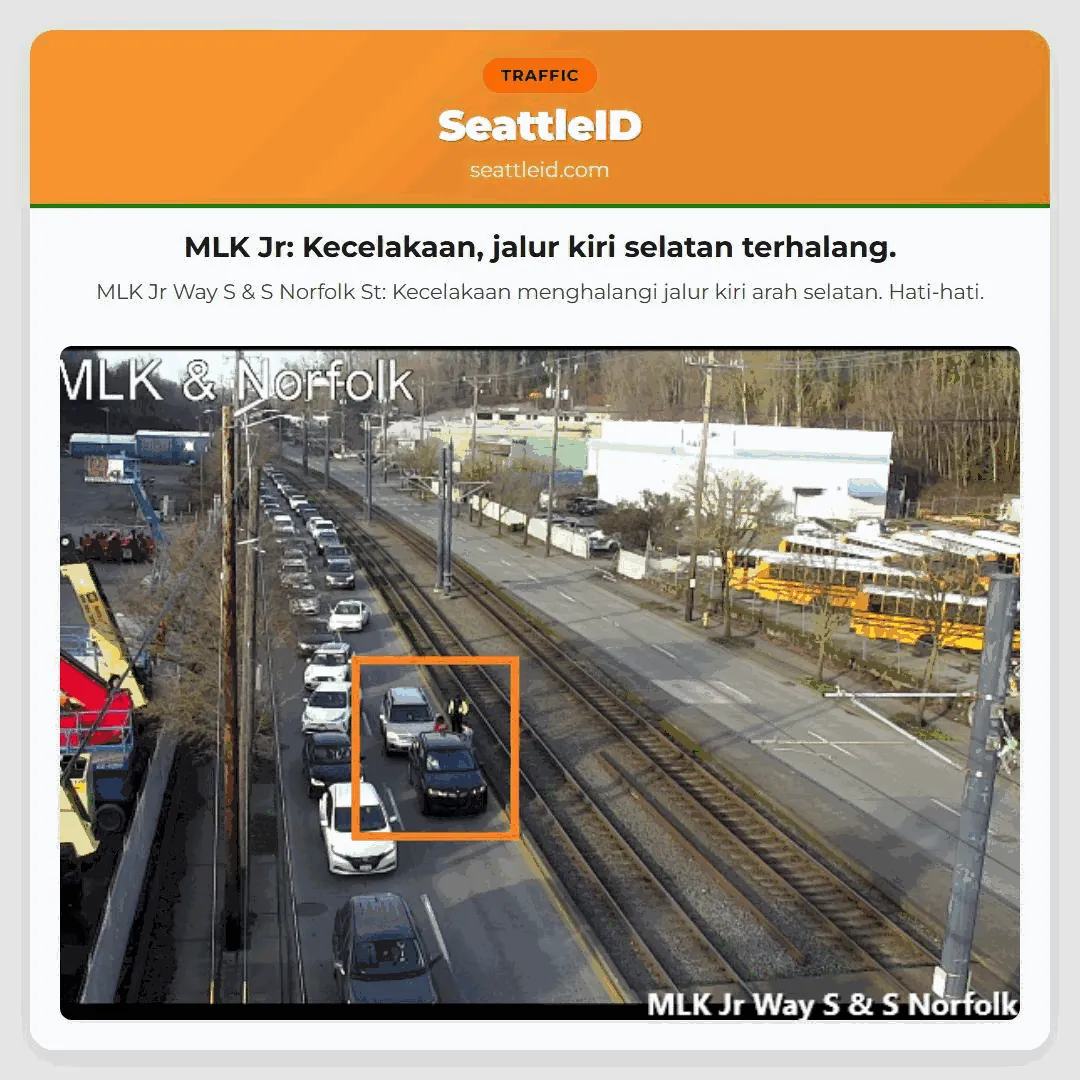 MLK Jr: Kecelakaan, jalur kiri selatan terhalang.