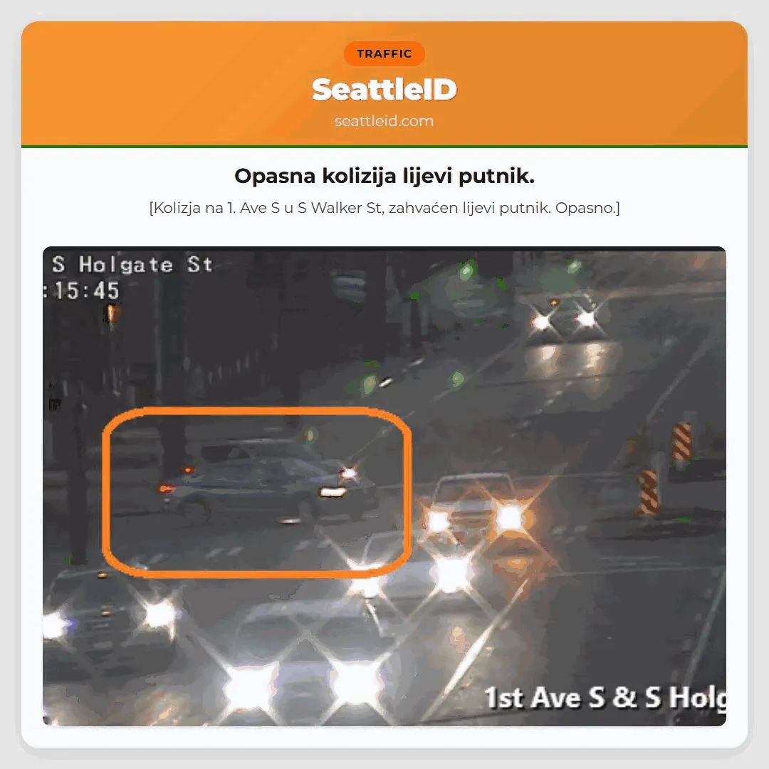 Opasna kolizija lijevi putnik.