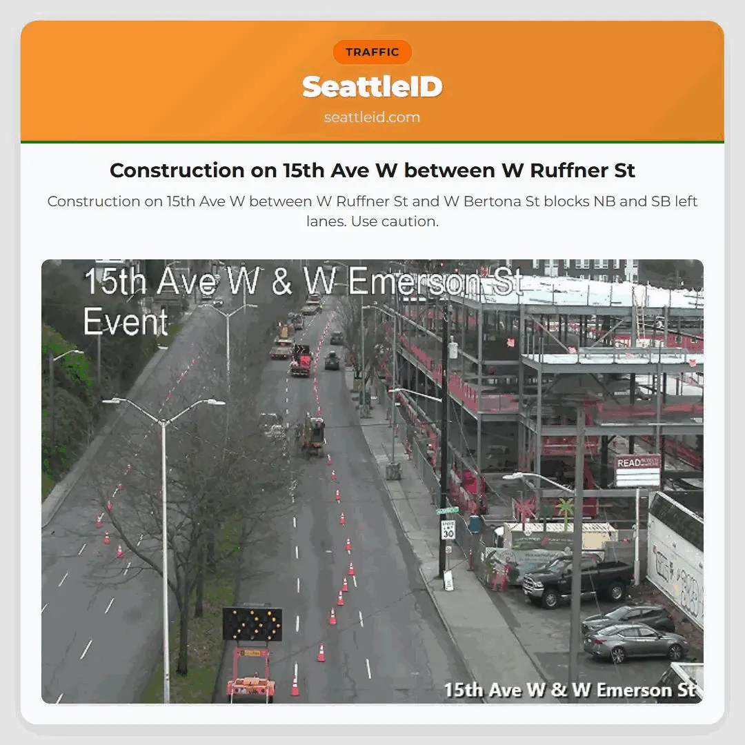 Construction on 15th Ave W between W Ruffner St