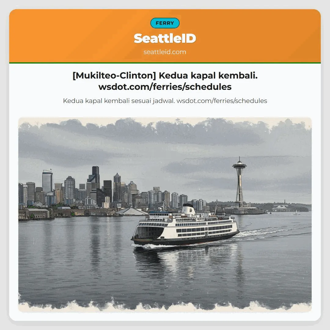 [Mukilteo-Clinton] Kedua kapal kembali. wsdot.com/ferries/schedules