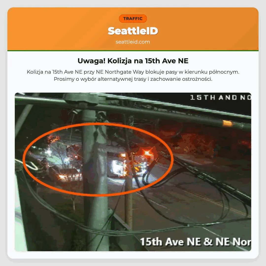 Uwaga! Kolizja na 15th Ave NE