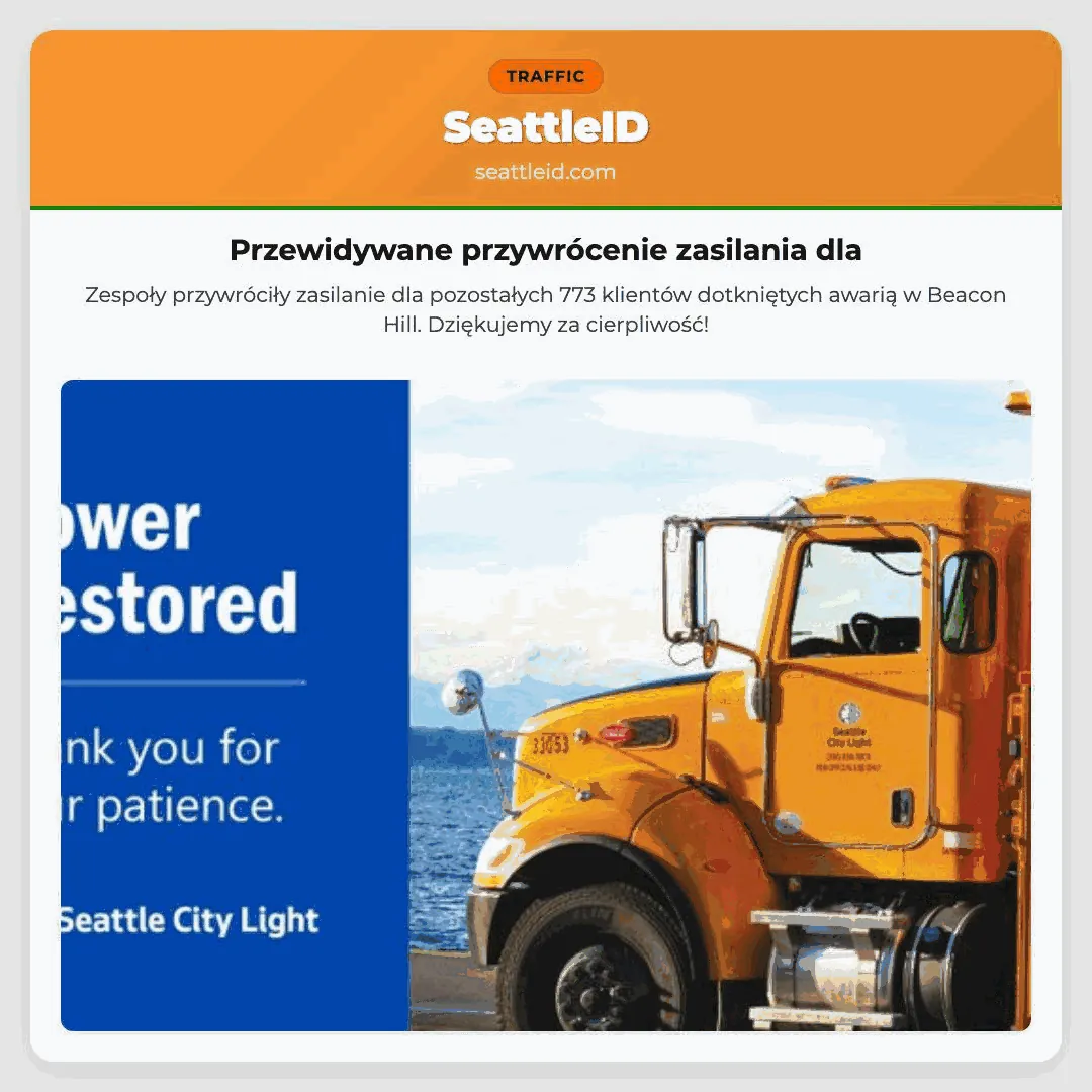 Przewidywane przywrócenie zasilania dla