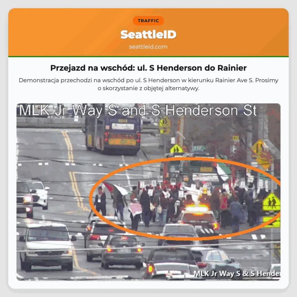 Przejazd na wschód: ul. S Henderson do Rainier