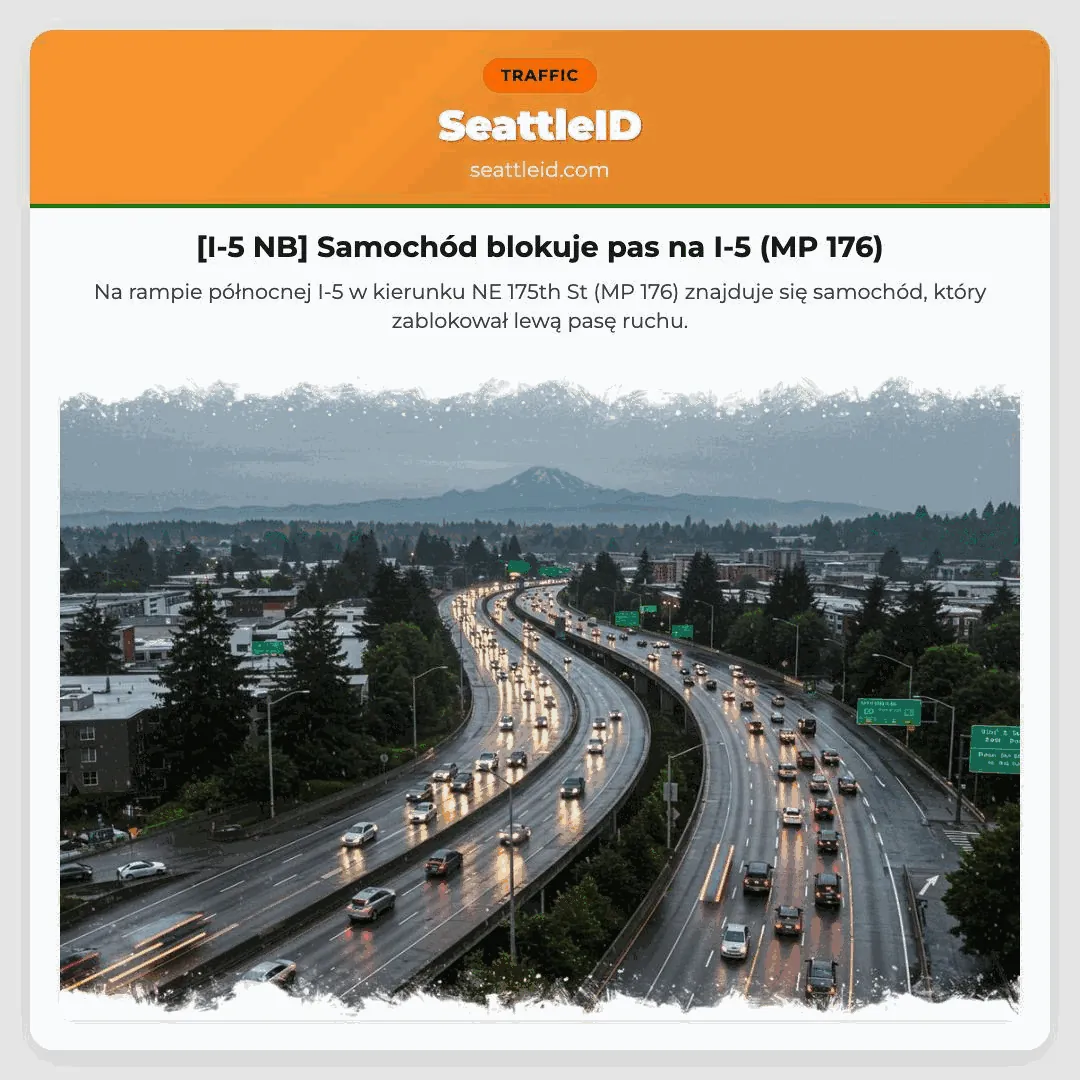 [I-5 NB] Samochód blokuje pas na I-5 (MP 176)