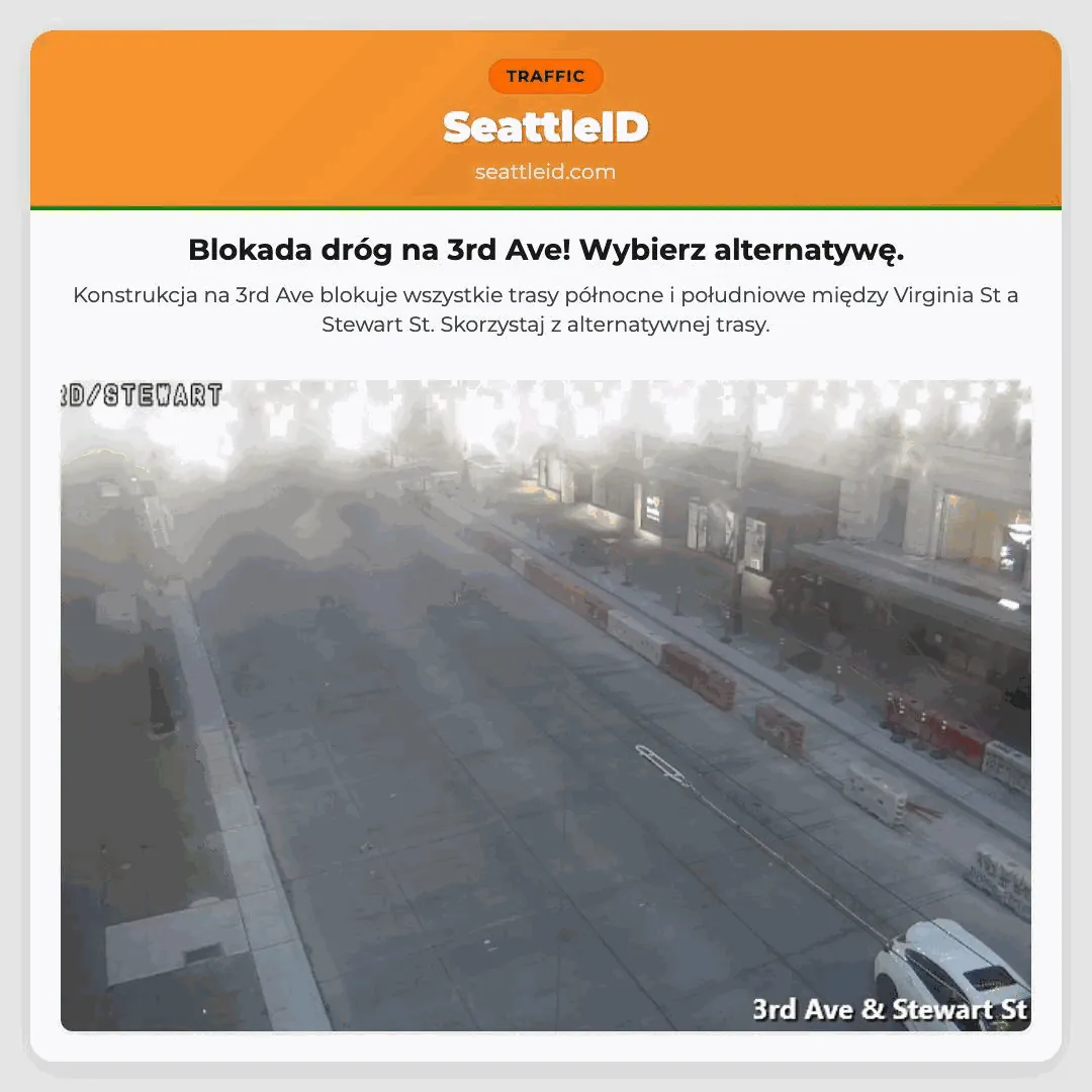 Blokada dróg na 3rd Ave! Wybierz alternatywę.