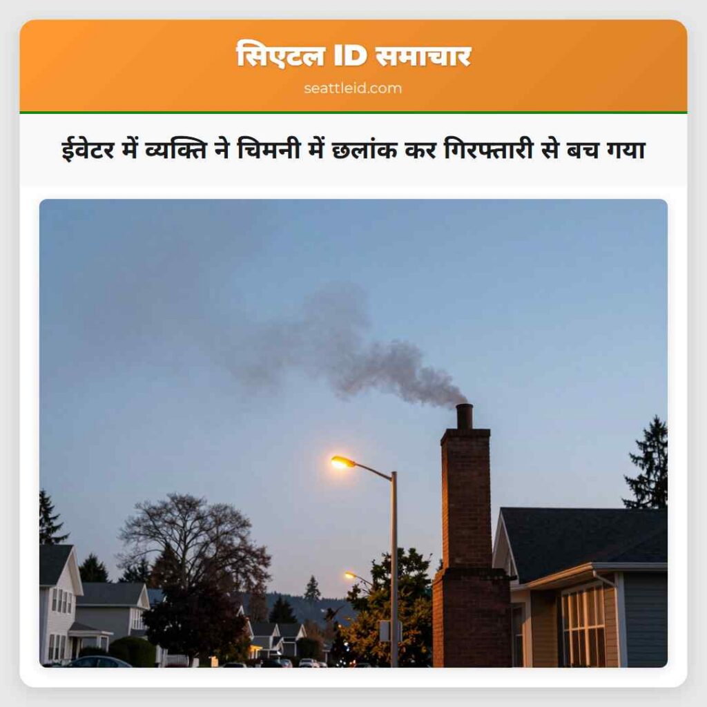 ईवेटर में व्यक्ति ने चिमनी में छलांक कर गिरफ्तारी