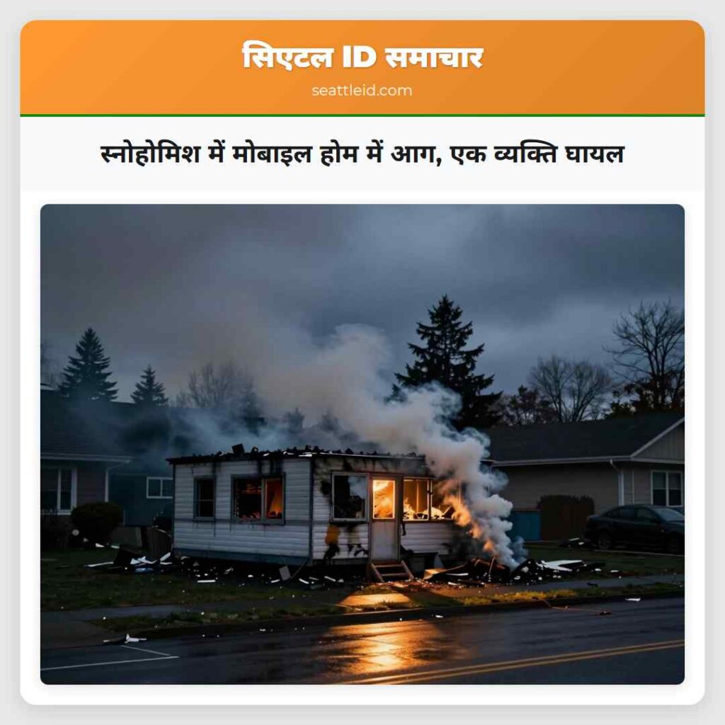 स्नोहोमिश में मोबाइल होम में आग, एक व्यक्ति घायल