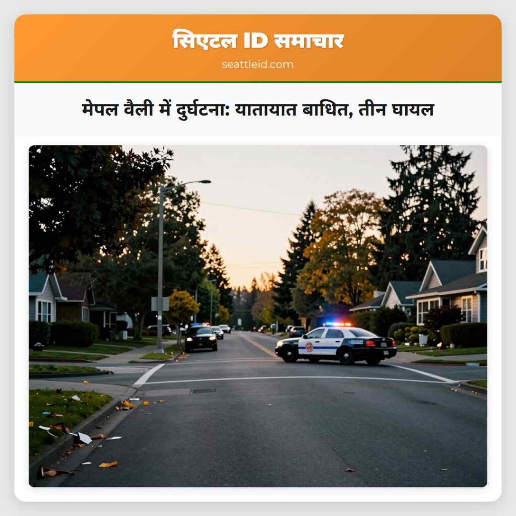 मेपल वैली में दुर्घटना: यातायात बाधित, तीन घायल