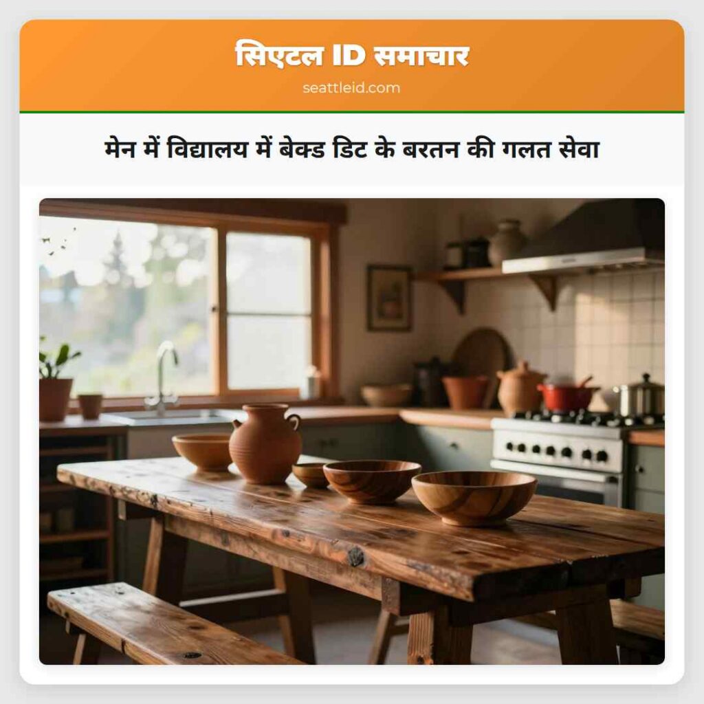 मेन में विद्यालय में बेक्ड डिट के बरतन की गलत सेवा