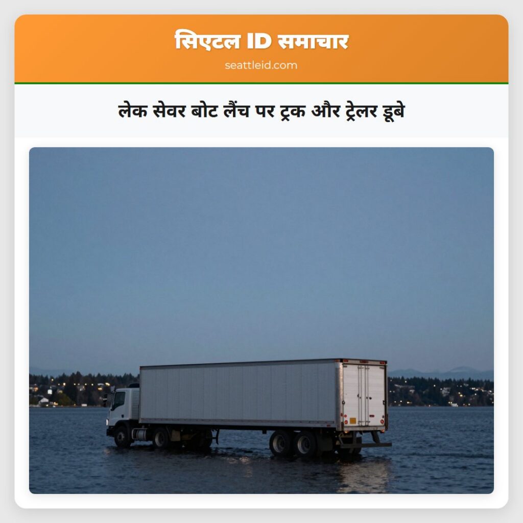 लेक सेवर बोट लैंच पर ट्रक और ट्रेलर डूबे