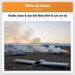 रिमरॉक तालाब के पास सैन्य विमान गिरने से आग लग गई