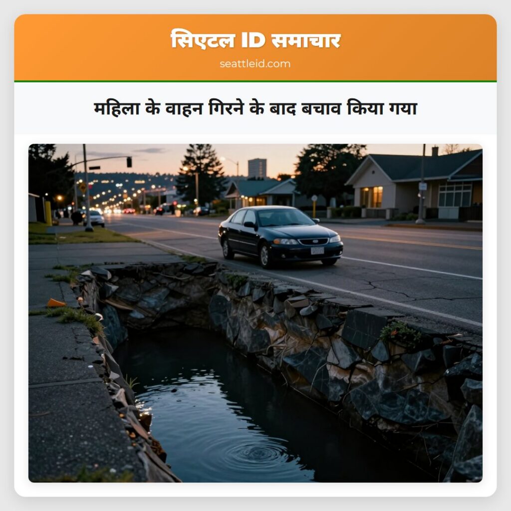 महिला के वाहन गिरने के बाद बचाव किया गया