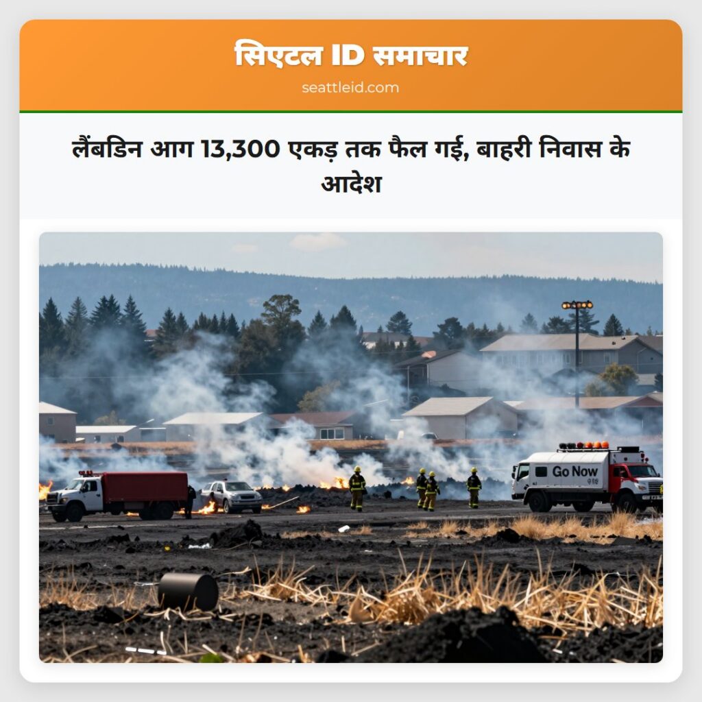लैंबडिन आग 13,300 एकड़ तक फैल गई, बाहरी निवास के