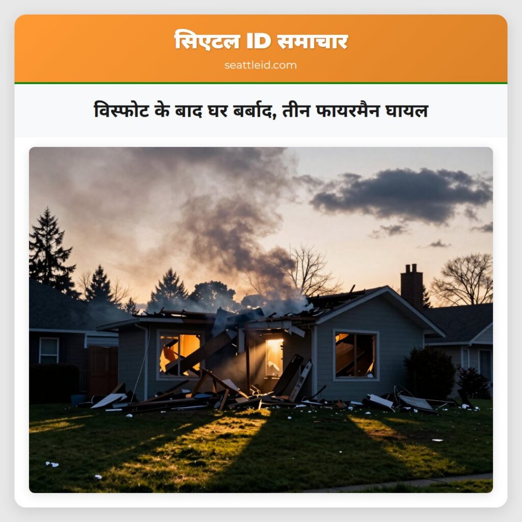 विस्फोट के बाद घर बर्बाद, तीन फायरमैन घायल