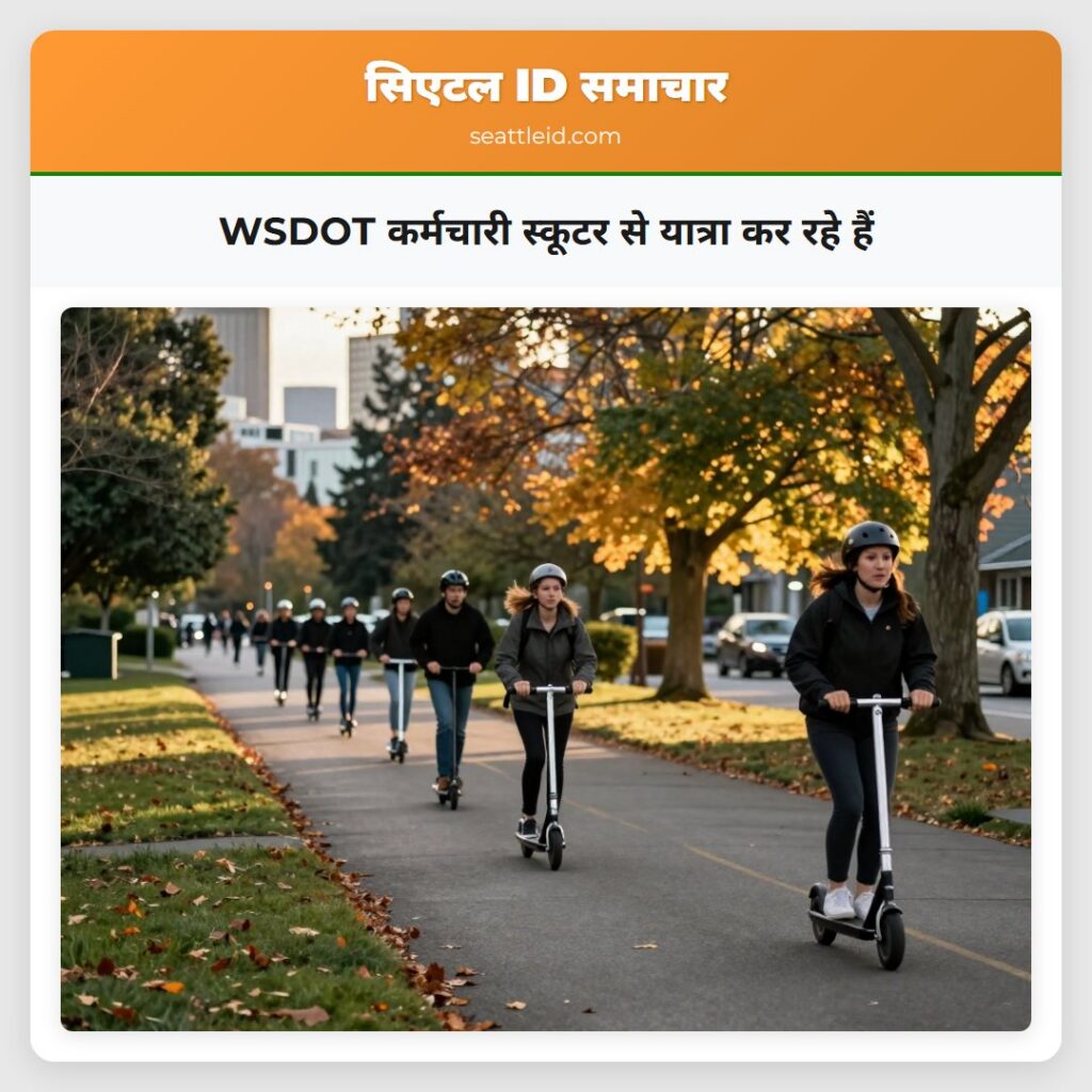 WSDOT कर्मचारी स्कूटर से यात्रा कर रहे हैं