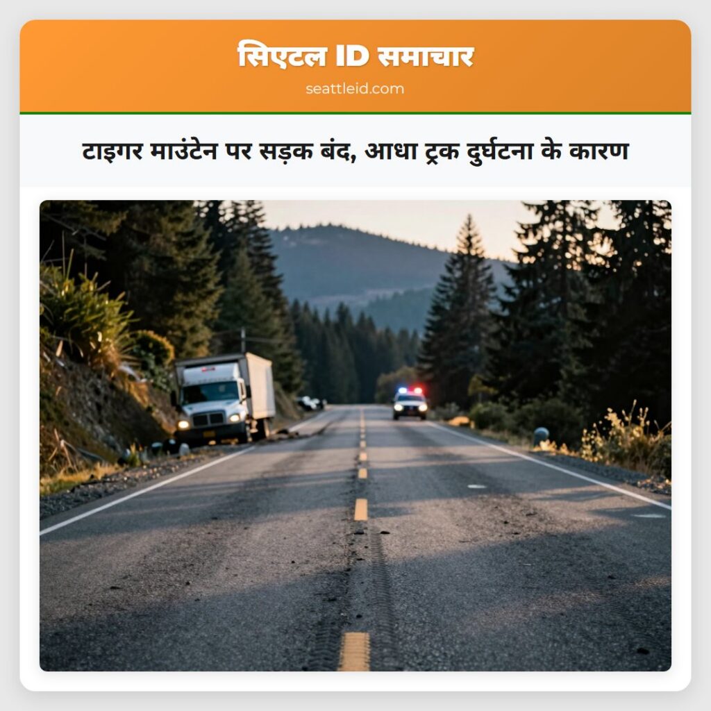 टाइगर माउंटेन पर सड़क बंद, आधा ट्रक दुर्घटना के