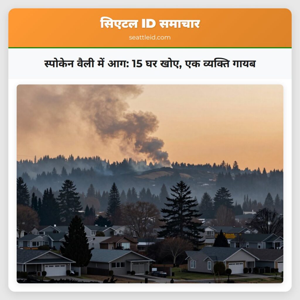 स्पोकेन वैली में आग: 15 घर खोए, एक व्यक्ति गायब