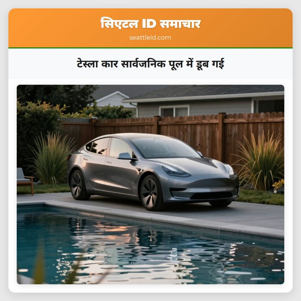 टेस्ला कार सार्वजनिक पूल में डूब गई
