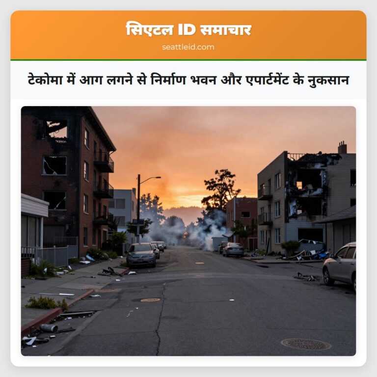 टेकोमा में आग लगने से निर्माण भवन और एपार्टमेंट के नुकसान