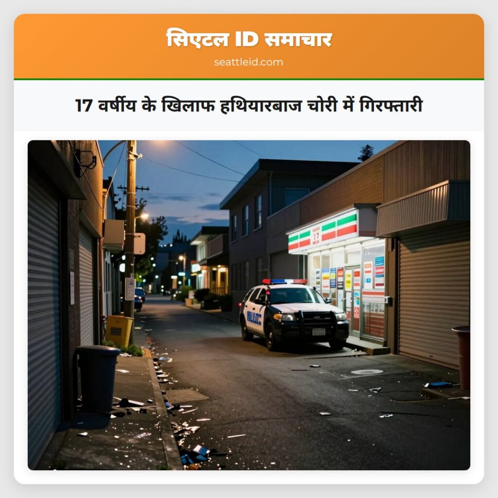 17 वर्षीय के खिलाफ हथियारबाज चोरी में गिरफ्तारी